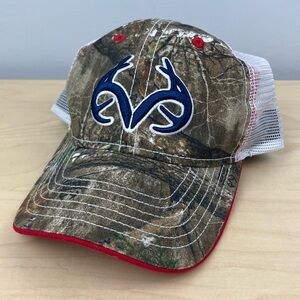 Realtree Edge Camo Mesh Back Strapback Trucker Hat Embroidered Logo Antlers